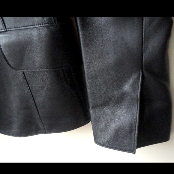 GUESS COLLECTION black sleek leather jacket XS NEW - Picture 8 of 8